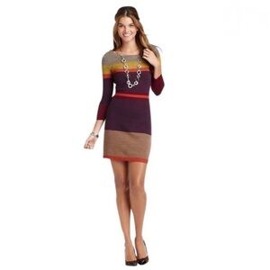 Ann Taylor LOFT color block Long Sleeve Sweater Dress